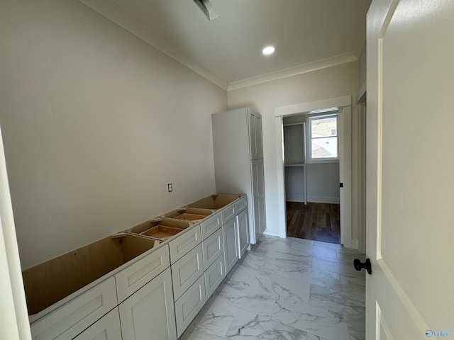 bathroom with crown molding