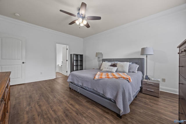 11 Nandina Ln SW, Huntsville, AL 35824 - bedroom featuring crown molding, wood finished floors, baseboards, ceiling fan, and ensuite bath