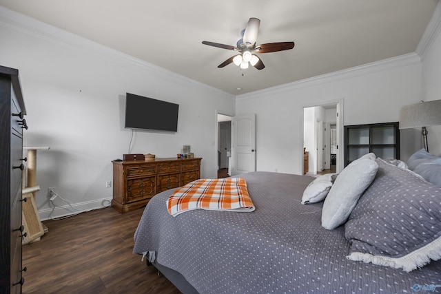 11 Nandina Ln SW, Huntsville, AL 35824 - bedroom with crown molding, dark wood finished floors, baseboards, and ceiling fan
