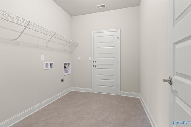 washroom with electric dryer hookup and washer hookup