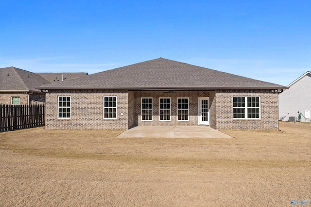 back of property featuring a patio area and central air condition unit