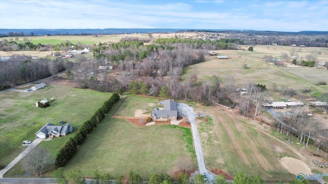 bird's eye view with a rural view