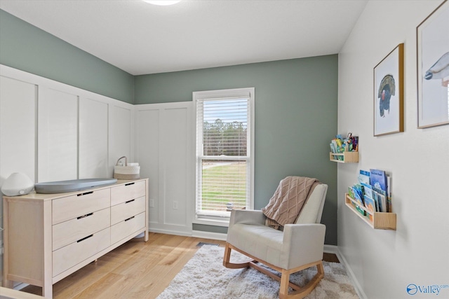 living area featuring light hardwood / wood-style flooring