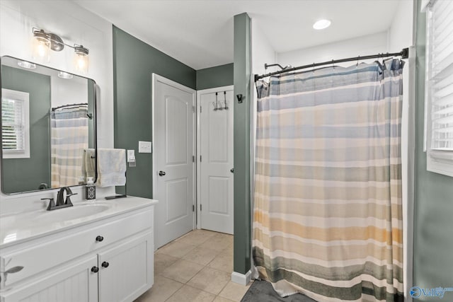 bathroom featuring vanity and tile patterned floors