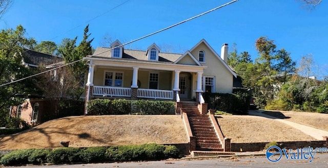 view of front facade featuring covered porch