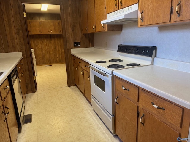 kitchen with white electric range oven and dishwasher