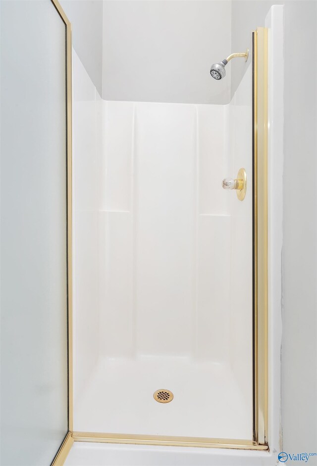 bathroom with a shower stall