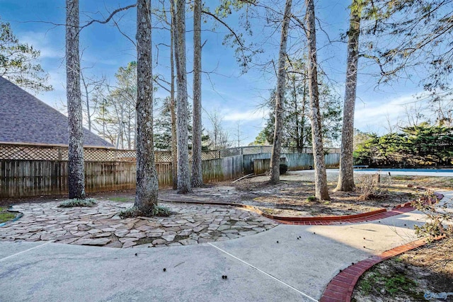 view of yard featuring a patio area and a fenced backyard