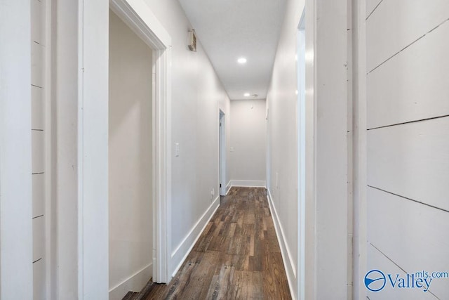 hall featuring dark hardwood / wood-style floors