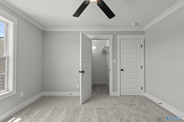 22692 Gunner Cir, Athens, AL 35613 - unfurnished bedroom with carpet, ornamental molding, a ceiling fan, and baseboards