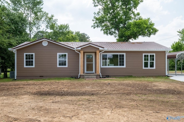 2221 Old Union Rd, Grant, AL 35747 - ranch-style house featuring crawl space, entry steps, and metal roof