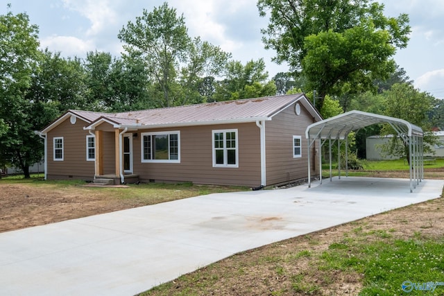 2221 Old Union Rd, Grant, AL 35747 - ranch-style home featuring a detached carport, driveway, crawl space, and metal roof