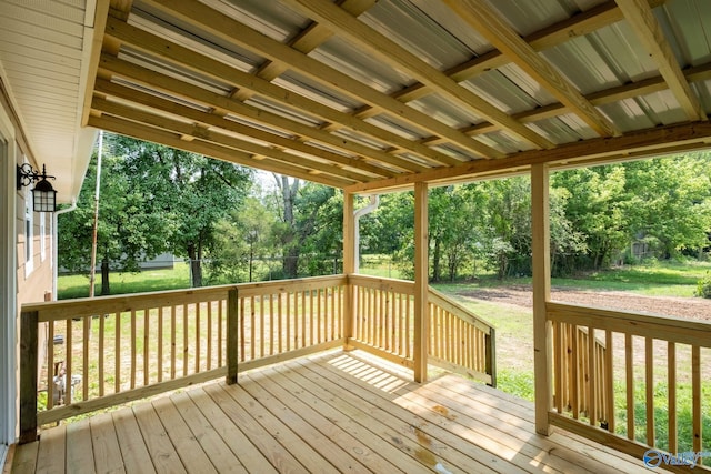 2221 Old Union Rd, Grant, AL 35747 - wooden deck with view of wooded area and a yard