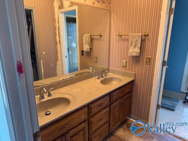 full bathroom featuring a sink and double vanity