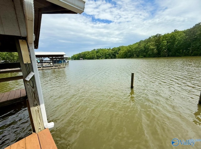 view of dock featuring a water view