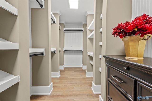 spacious closet with light wood-type flooring