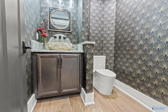 bathroom with wood-type flooring and toilet