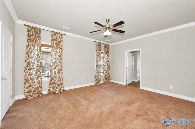 5 Leyland Dr, Huntsville, AL 35824 - unfurnished room with ornamental molding, ceiling fan, baseboards, and carpet flooring