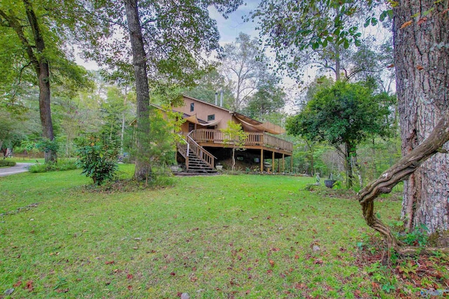 view of yard featuring a deck