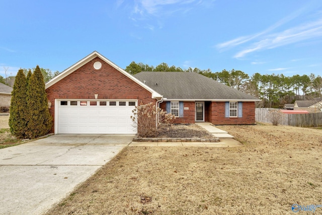 single story home with a garage