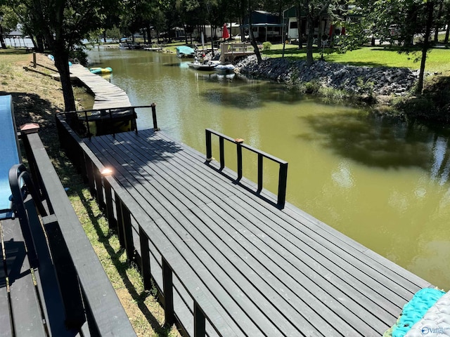 dock area featuring a water view