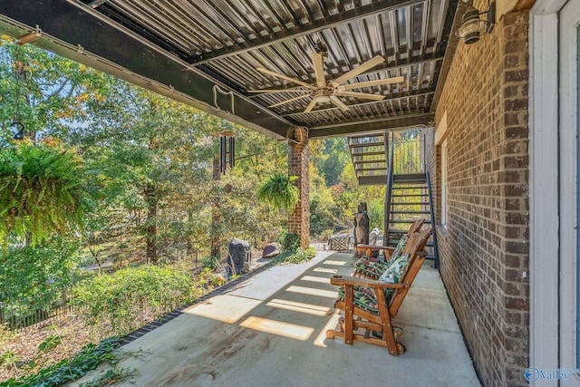 view of patio / terrace featuring ceiling fan