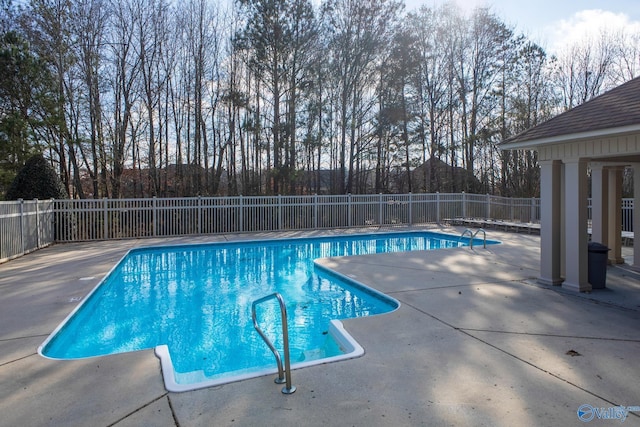 view of swimming pool with a patio