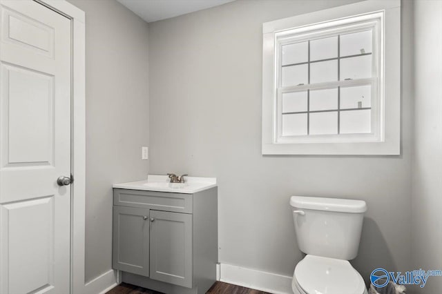 2403 Hog Jaw Rd, Arab, AL 35016 - bathroom featuring baseboards, toilet, wood finished floors, and vanity