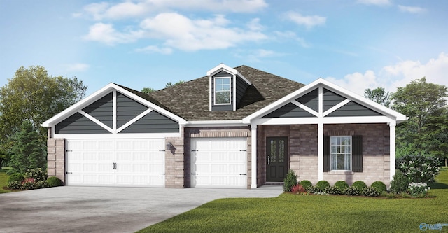 view of front facade featuring a front yard and a garage