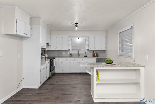 kitchen featuring white cabinets, dark hardwood / wood-style flooring, sink, and stainless steel appliances