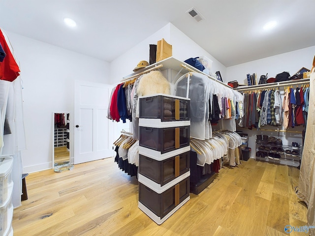 spacious closet with light wood-type flooring