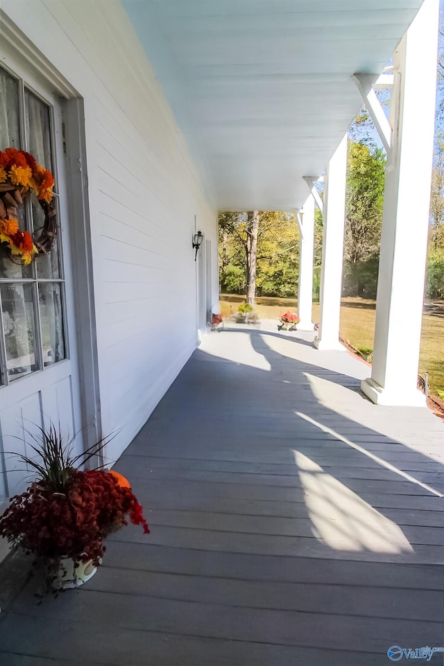 deck featuring a porch