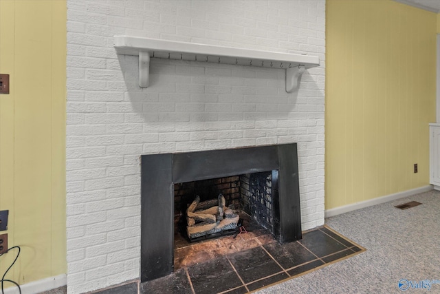 105 Hastings Rd, Athens, AL 35613 - detailed view of a fireplace, baseboards, and carpet flooring
