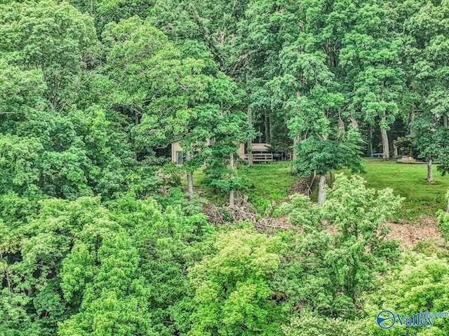 view of landscape with a wooded view