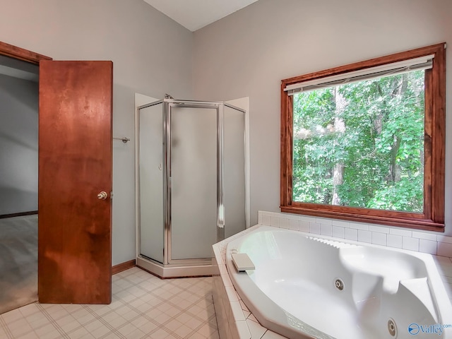 bathroom with plus walk in shower