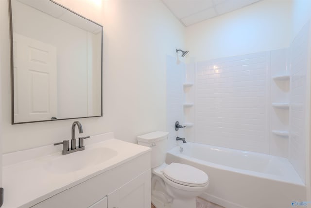 full bath with  shower combination, vanity, and toilet