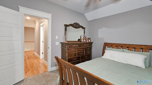 25 Cypress Grove Ln, Huntsville, AL 35824 - carpeted bedroom with baseboards, lofted ceiling, and ceiling fan