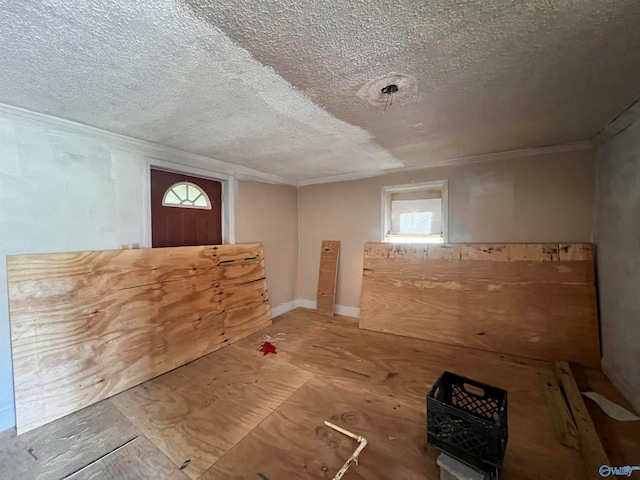 additional living space with a textured ceiling and a healthy amount of sunlight