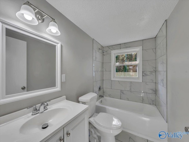 768 County Road 376, Hillsboro, AL 35643 - full bathroom with vanity, a textured ceiling, toilet, and shower / bathtub combination