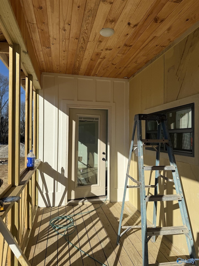 exterior space featuring wooden ceiling