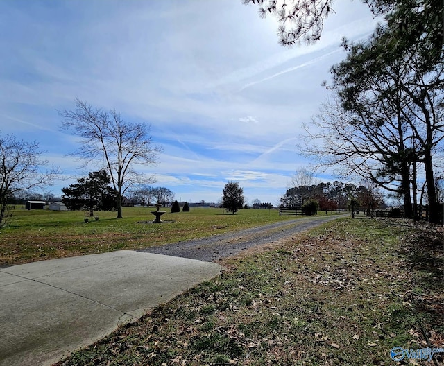 view of street with a rural view