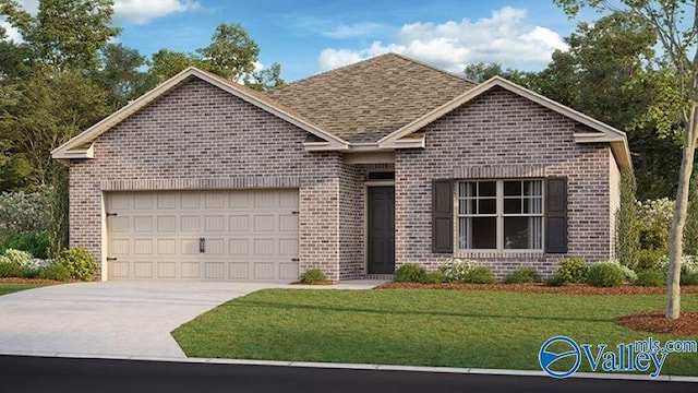 22401 Westminster Dr, Athens, AL 35613 - view of front of house with brick siding, an attached garage, concrete driveway, and a front yard