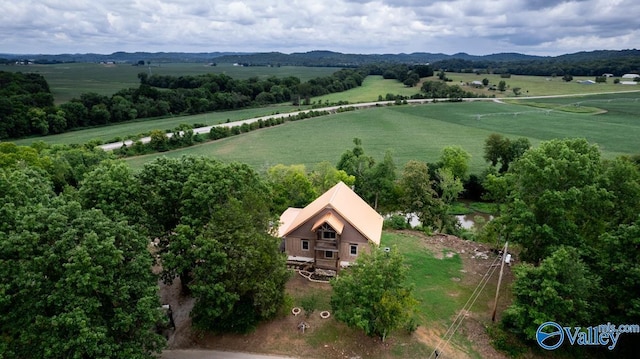 bird's eye view with a rural view