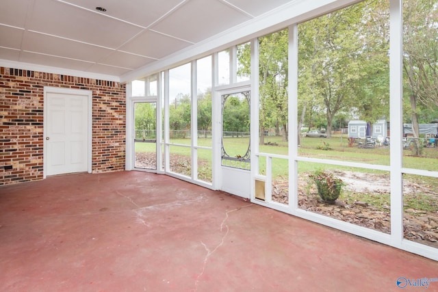 view of unfurnished sunroom