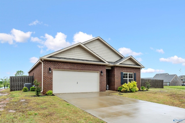 25066 Delilah Cir, Athens, AL 35613 - ranch-style house with concrete driveway, a front lawn, an attached garage, fence, and brick siding