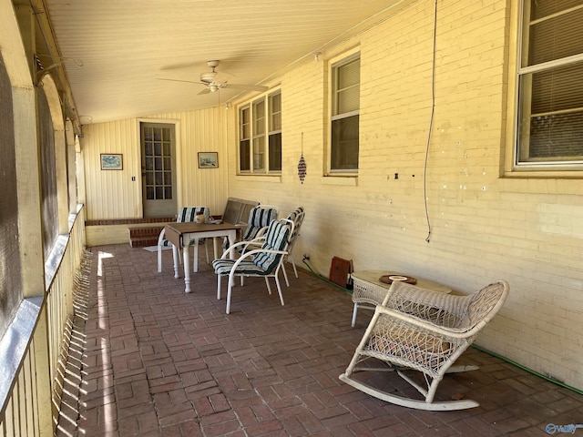 view of patio / terrace featuring a ceiling fan
