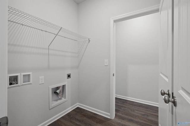 laundry area featuring hookup for a washing machine, dark hardwood / wood-style flooring, and electric dryer hookup