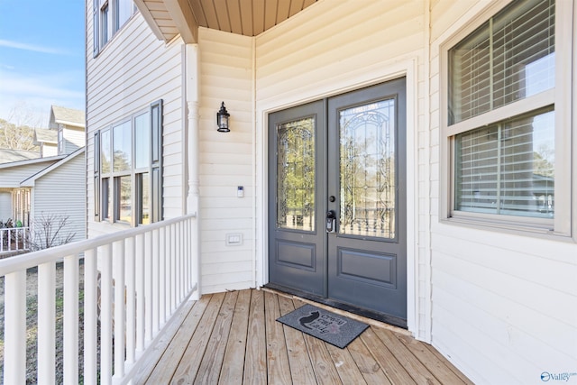 doorway to property with french doors