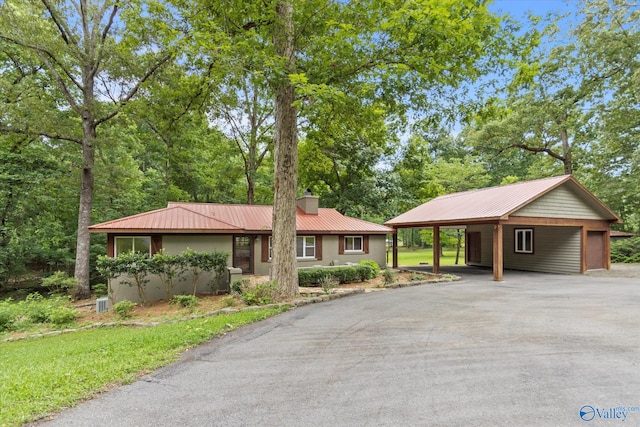 single story home featuring a carport