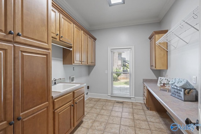 2600 Treyburne Ln, Hampton Cove, AL 35763 - washroom featuring washer hookup, cabinet space, crown molding, and electric dryer hookup